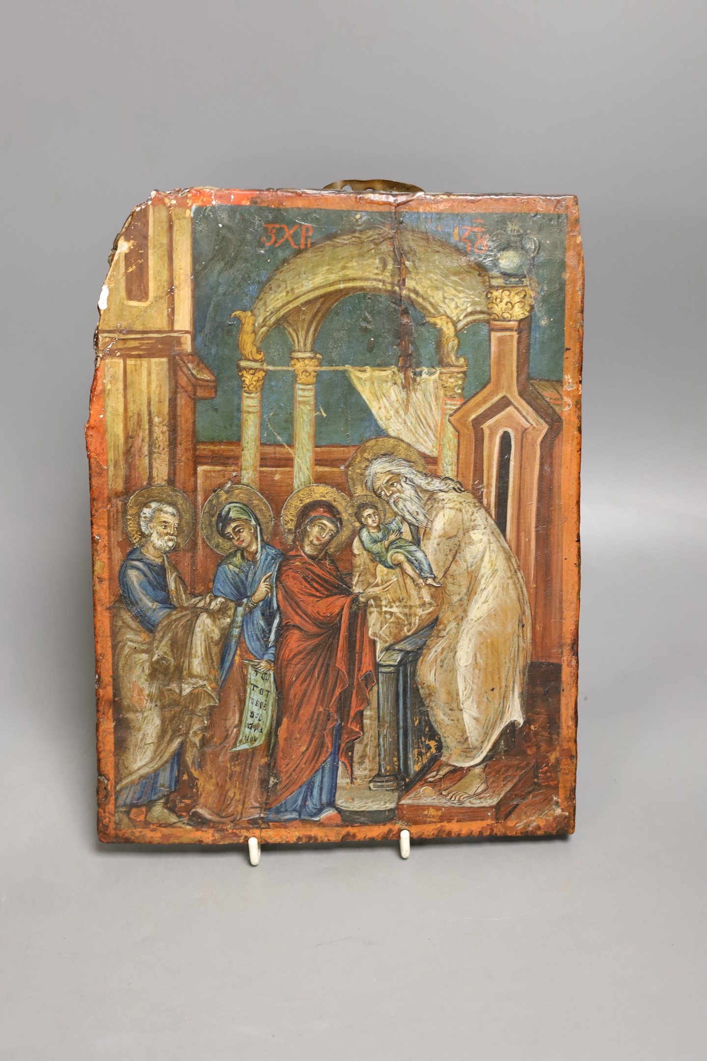 A 19th century Russian icon plaque painted on wood - 30 x 22cm